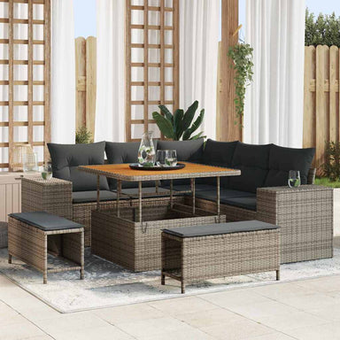 Tuin Sofa Set 8 st 7-Aantal zitplaatsen Grijs poly rattan
