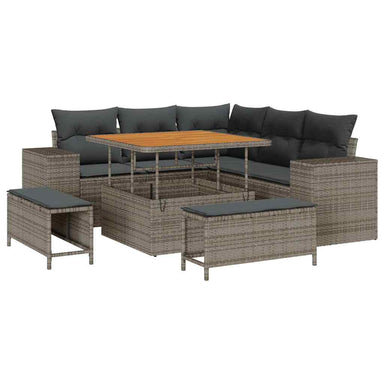 Tuin Sofa Set 8 st 7-Aantal zitplaatsen Grijs poly rattan