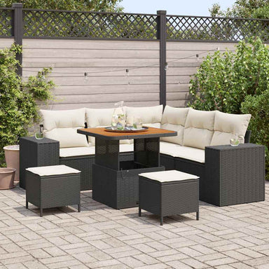 Tuin Sofa Set 8 st 7-Aantal zitplaatsen Zwart en Crème