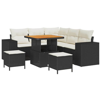 Tuin Sofa Set 8 st 7-Aantal zitplaatsen Zwart en Crème