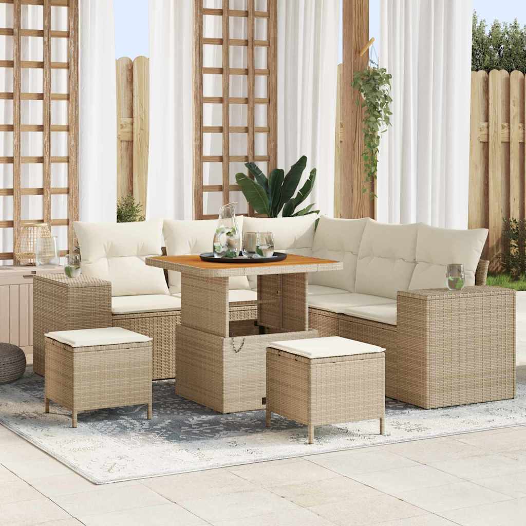Tuin Sofa Set 8 st 7-Aantal zitplaatsen Beige en Crème