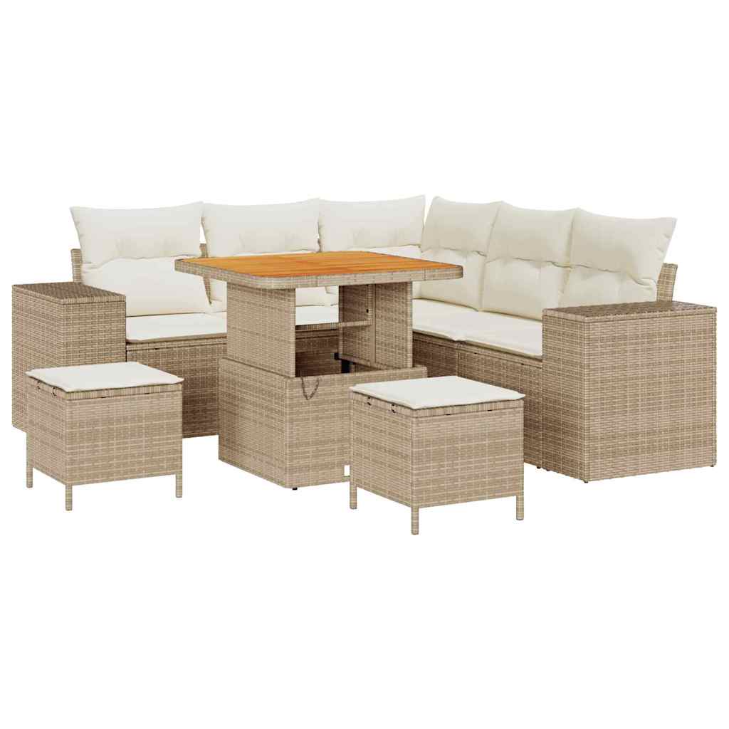 Tuin Sofa Set 8 st 7-Aantal zitplaatsen Beige en Crème