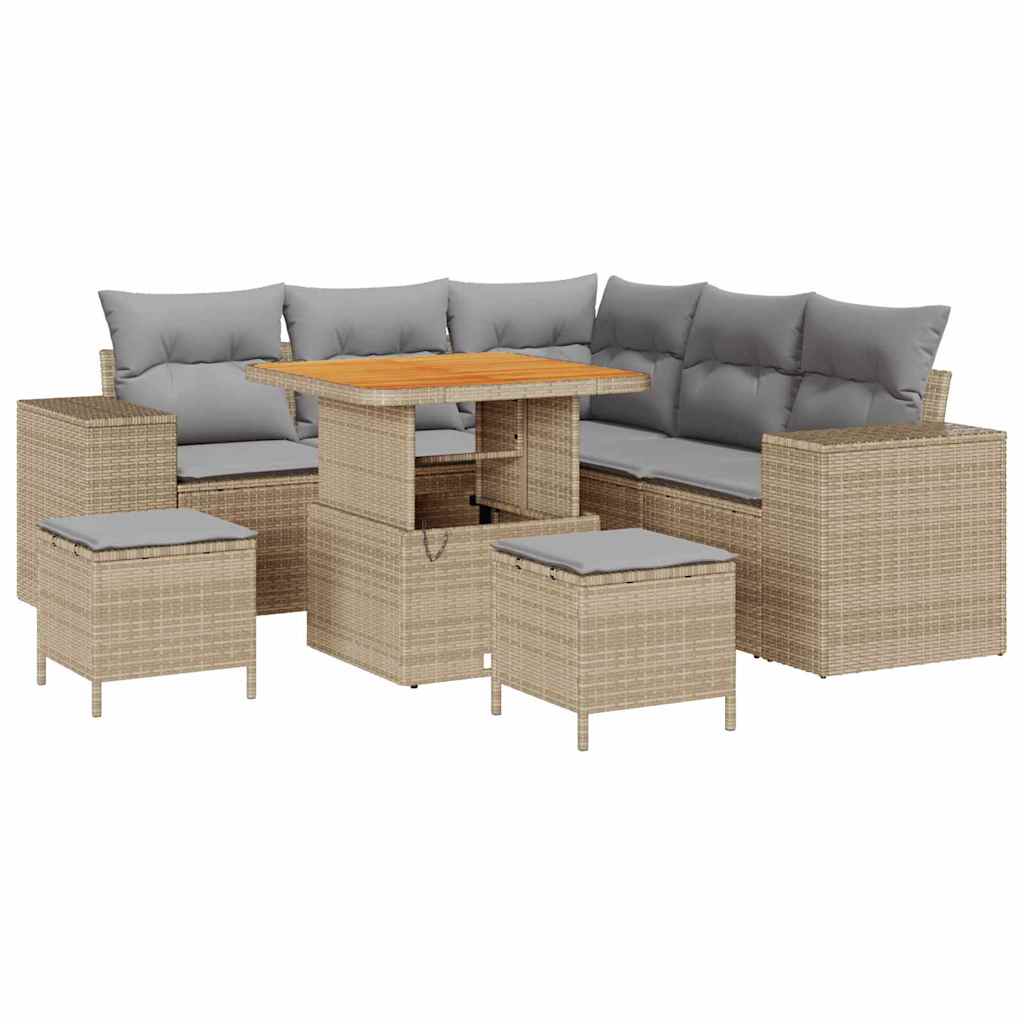Tuin Sofa Set 8 st 7-Aantal zitplaatsen Beige en Licht Grijs