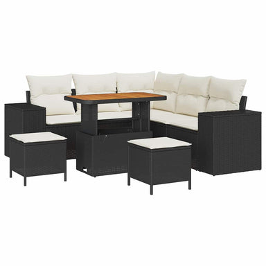 Tuin Sofa Set 8 st 7-Aantal zitplaatsen Zwart en Crème