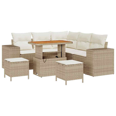 Tuin Sofa Set met kussen 8 pcs Beige en Crème poly rattan
