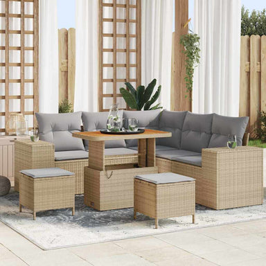 Tuin Sofa Set 8 st 7-Aantal zitplaatsen Beige en Licht Grijs