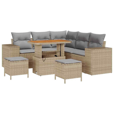 Tuin Sofa Set 8 st 7-Aantal zitplaatsen Beige en Licht Grijs