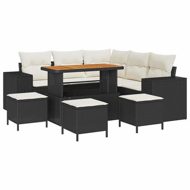 Tuin Sofa Set 9 st 8-Aantal zitplaatsen Zwart en Crème