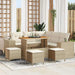 Tuin Sofa Set met kussen 9 pcs Beige en Crème poly rattan