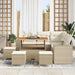Tuin Sofa Set met kussen 9 pcs Beige en Crème poly rattan