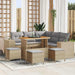 Tuin Sofa Set 9 st 8-Aantal zitplaatsen Beige en Licht Grijs
