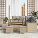 Tuin Sofa Set 9 st 8-Aantal zitplaatsen Beige en Licht Grijs