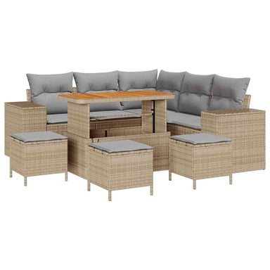 Tuin Sofa Set 9 st 8-Aantal zitplaatsen Beige en Licht Grijs