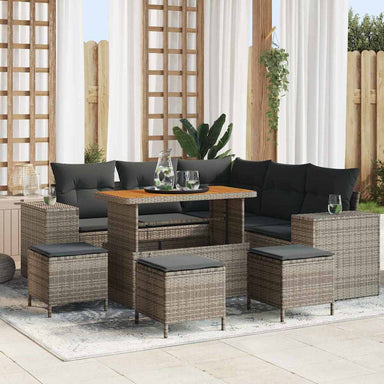 Tuin Sofa Set 9 st 8-Aantal zitplaatsen Grijs poly rattan