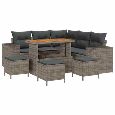 Tuin Sofa Set 9 st 8-Aantal zitplaatsen Grijs poly rattan