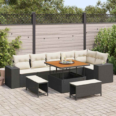 Tuin Sofa Set 9 st 6-Aantal zitplaatsen Zwart en Crème