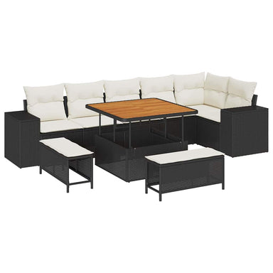 Tuin Sofa Set 9 st 6-Aantal zitplaatsen Zwart en Crème