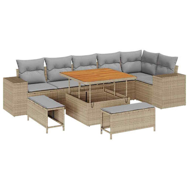 Tuin Sofa Set 9 st 6-Aantal zitplaatsen Beige en Licht Grijs