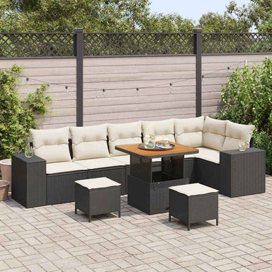 Tuin Sofa Set 9 st 6-Aantal zitplaatsen Zwart en Crème