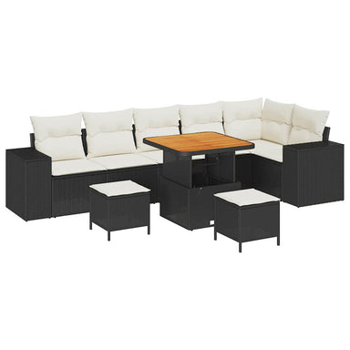 Tuin Sofa Set 9 st 6-Aantal zitplaatsen Zwart en Crème