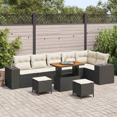Tuin Sofa Set 9 st 6-Aantal zitplaatsen Zwart en Crème