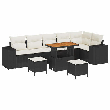 Tuin Sofa Set 9 st 6-Aantal zitplaatsen Zwart en Crème