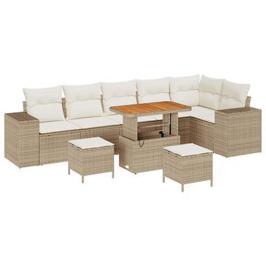 Tuin Sofa Set 9 st 6-Aantal zitplaatsen Beige en Crème