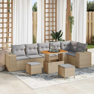 Tuin Sofa Set 9 st 6-Aantal zitplaatsen Beige en Licht Grijs