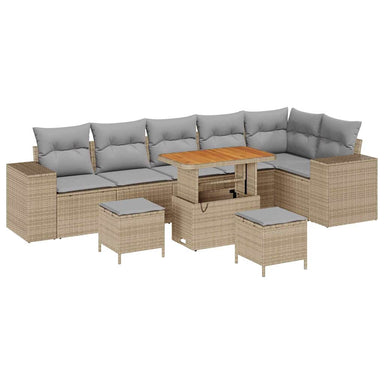 Tuin Sofa Set 9 st 6-Aantal zitplaatsen Beige en Licht Grijs