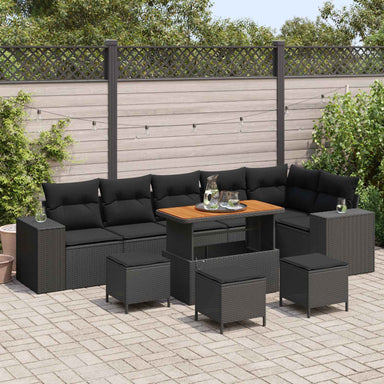 Tuin Sofa Set 10 st 6-Aantal zitplaatsen Zwart poly rattan
