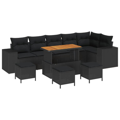Tuin Sofa Set 10 st 6-Aantal zitplaatsen Zwart poly rattan