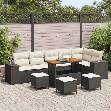 Tuin Sofa Set 10 st 6-Aantal zitplaatsen Zwart en Crème