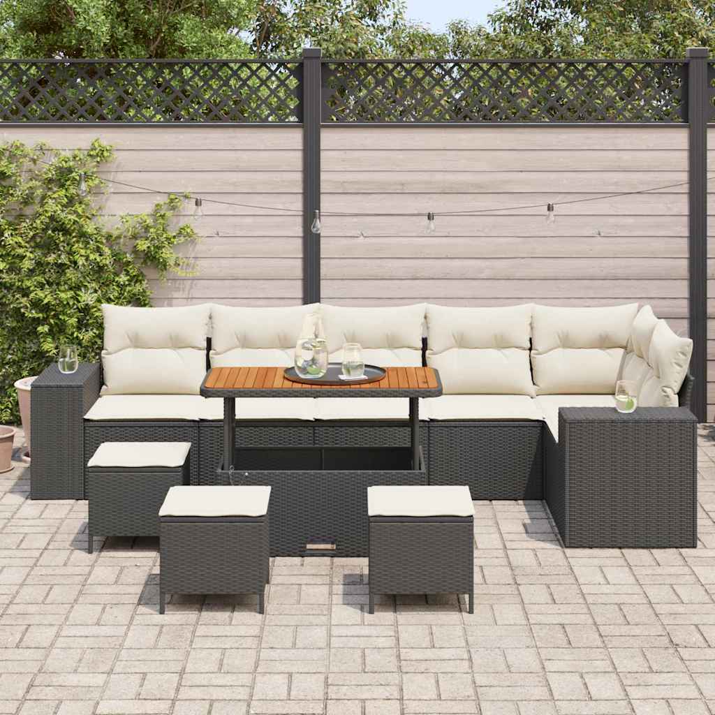 Tuin Sofa Set 10 st 6-Aantal zitplaatsen Zwart en Crème
