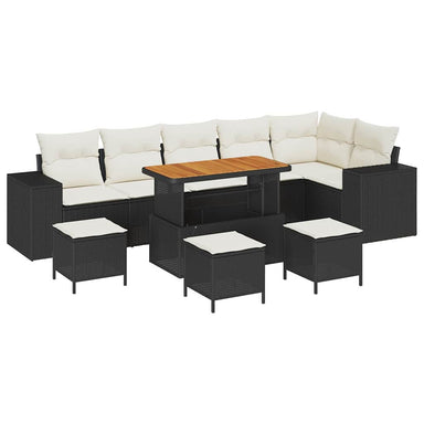 Tuin Sofa Set 10 st 6-Aantal zitplaatsen Zwart en Crème