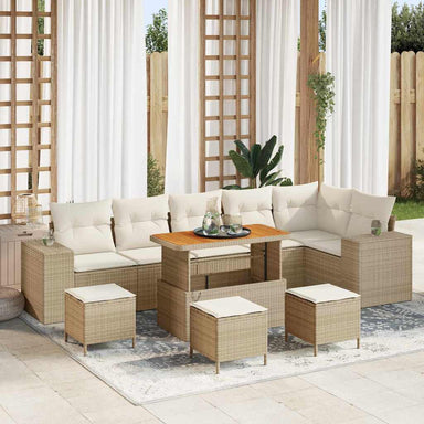 Tuin Sofa Set 10 st 6-Aantal zitplaatsen Beige en Crème