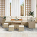 Tuin Sofa Set 10 st 6-Aantal zitplaatsen Beige en Crème