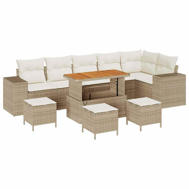 Tuin Sofa Set 10 st 6-Aantal zitplaatsen Beige en Crème
