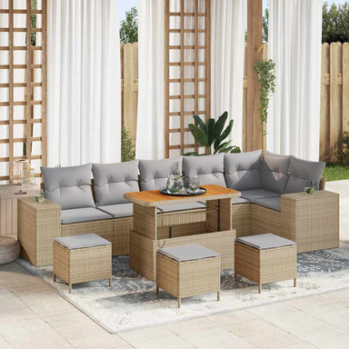 Tuin Sofa Set 10 st 6-Aantal zitplaatsen Beige en Licht Grijs
