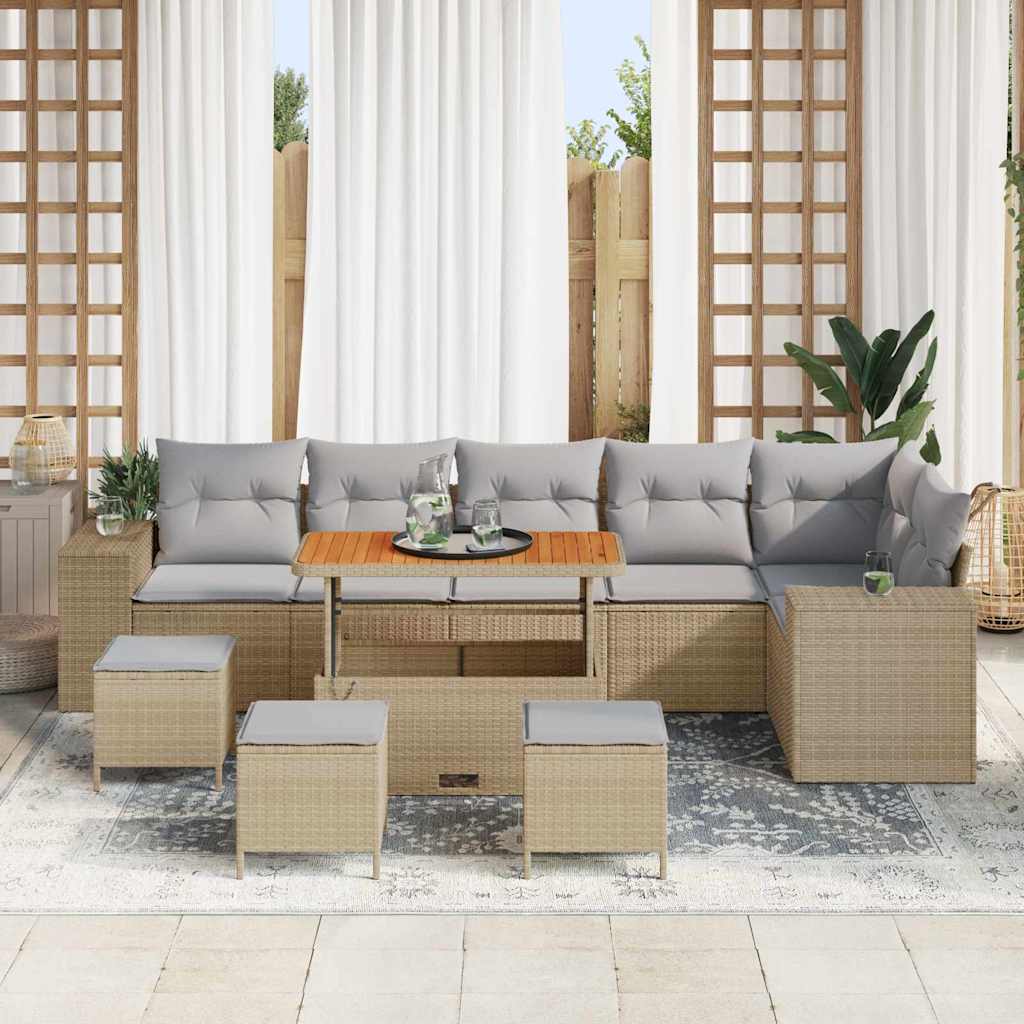 Tuin Sofa Set 10 st 6-Aantal zitplaatsen Beige en Licht Grijs