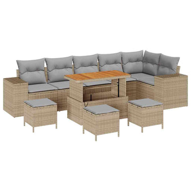 Tuin Sofa Set 10 st 6-Aantal zitplaatsen Beige en Licht Grijs
