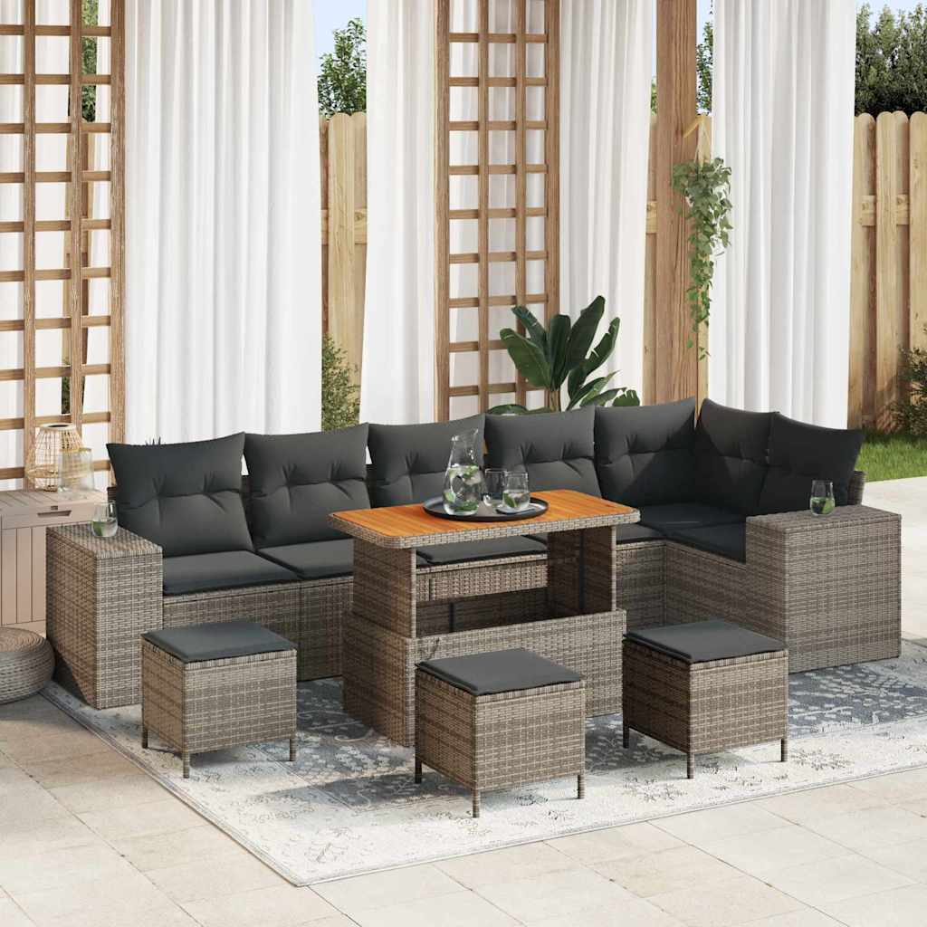 Tuin Sofa Set 10 st 6-Aantal zitplaatsen Grijs poly rattan