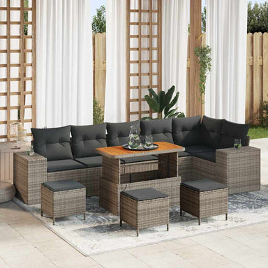 Tuin Sofa Set 10 st 6-Aantal zitplaatsen Grijs poly rattan