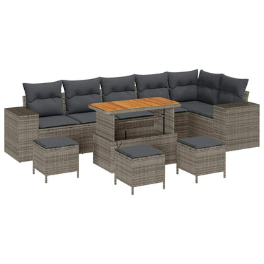 Tuin Sofa Set 10 st 6-Aantal zitplaatsen Grijs poly rattan