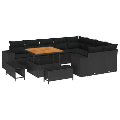 Tuin Sofa Set 12 st 9-Aantal zitplaatsen Zwart poly rattan