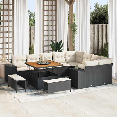 Tuin Sofa Set 12 st 9-Aantal zitplaatsen Zwart en Crème