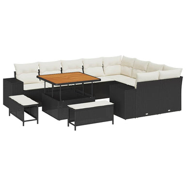 Tuin Sofa Set 12 st 9-Aantal zitplaatsen Zwart en Crème