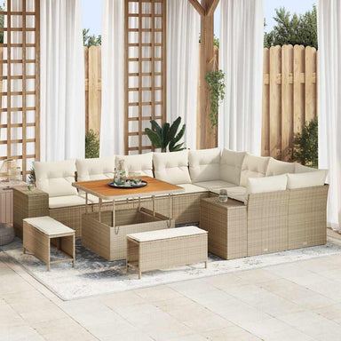 Tuin Sofa Set 12 st 9-Aantal zitplaatsen Beige en Crème