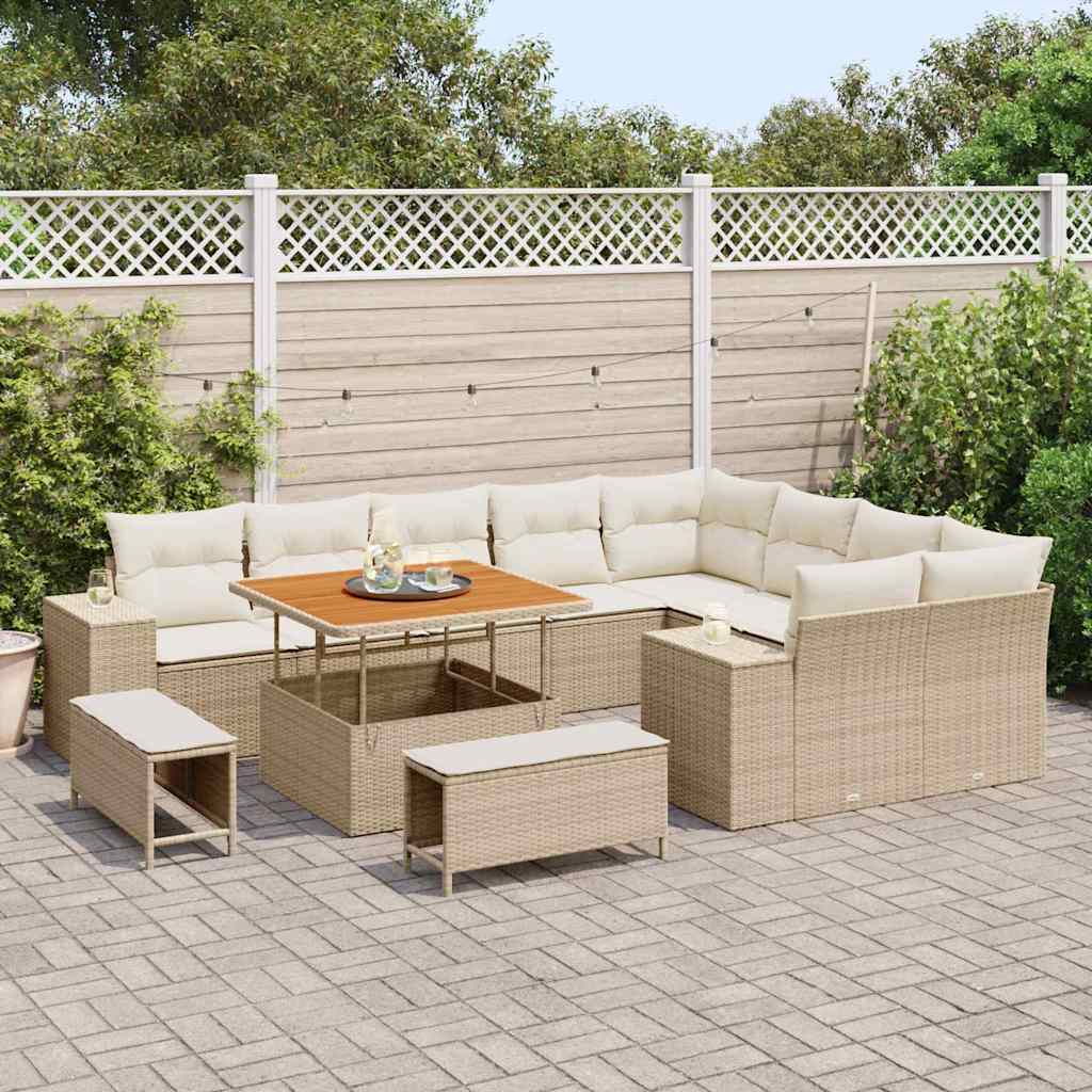 Tuin Sofa Set 12 st 9-Aantal zitplaatsen Beige en Crème