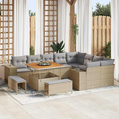 Tuin Sofa Set 12 st 9-Aantal zitplaatsen Beige en Licht Grijs