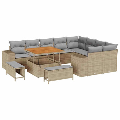 Tuin Sofa Set 12 st 9-Aantal zitplaatsen Beige en Licht Grijs
